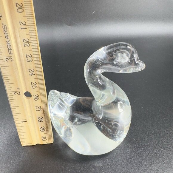 Vintage 1980s Clear Glass Duck Bird Figurine Whimsical Decor Glassware Figure - Picture 3 of 11